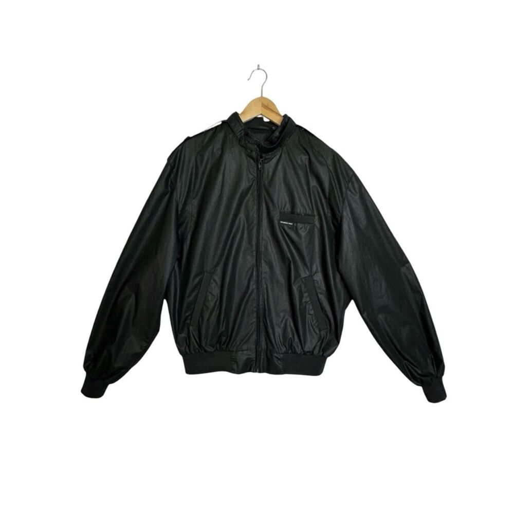MEMBERS ONLY Vintage Black Racer Jacket Size 44L Size Small Long/Tall